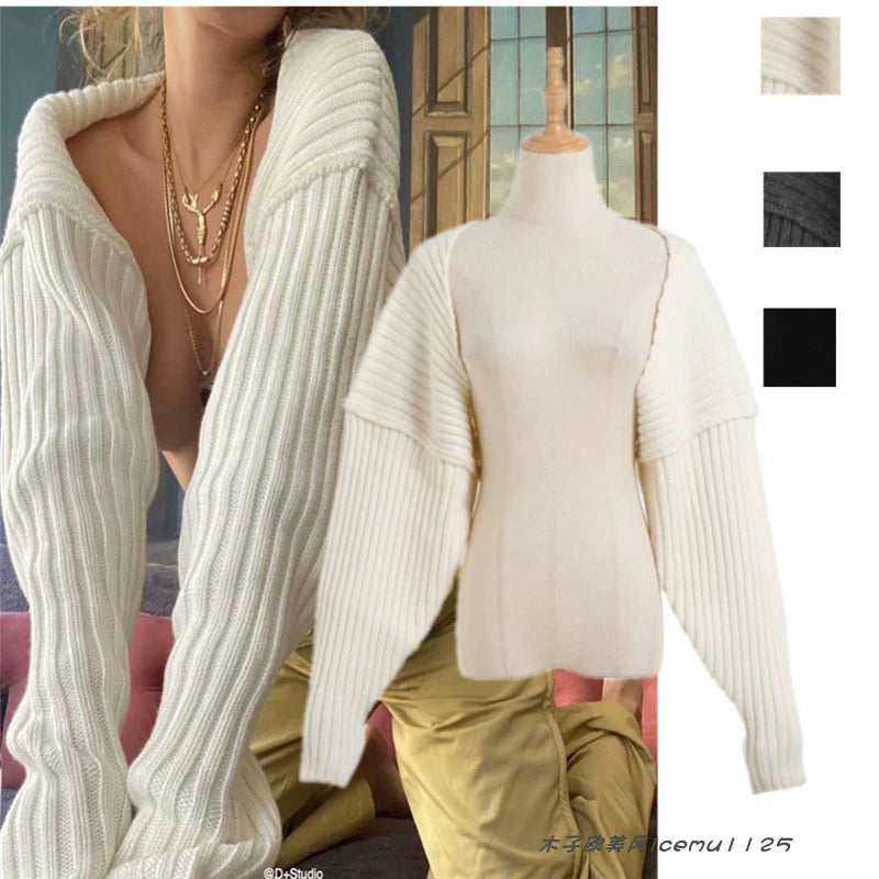 Bolero Knitted Cardigan Short Sweater Over Shoulder