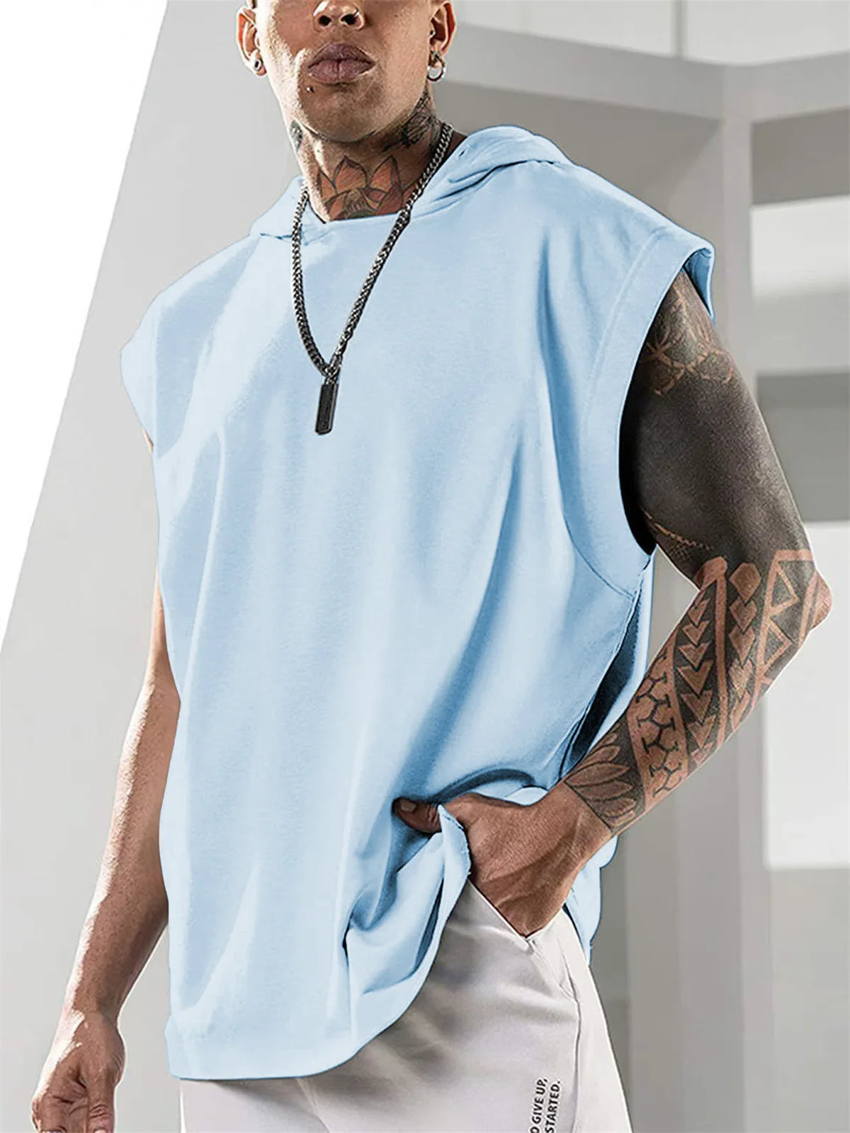 Men's fashion sleeveless hoodie