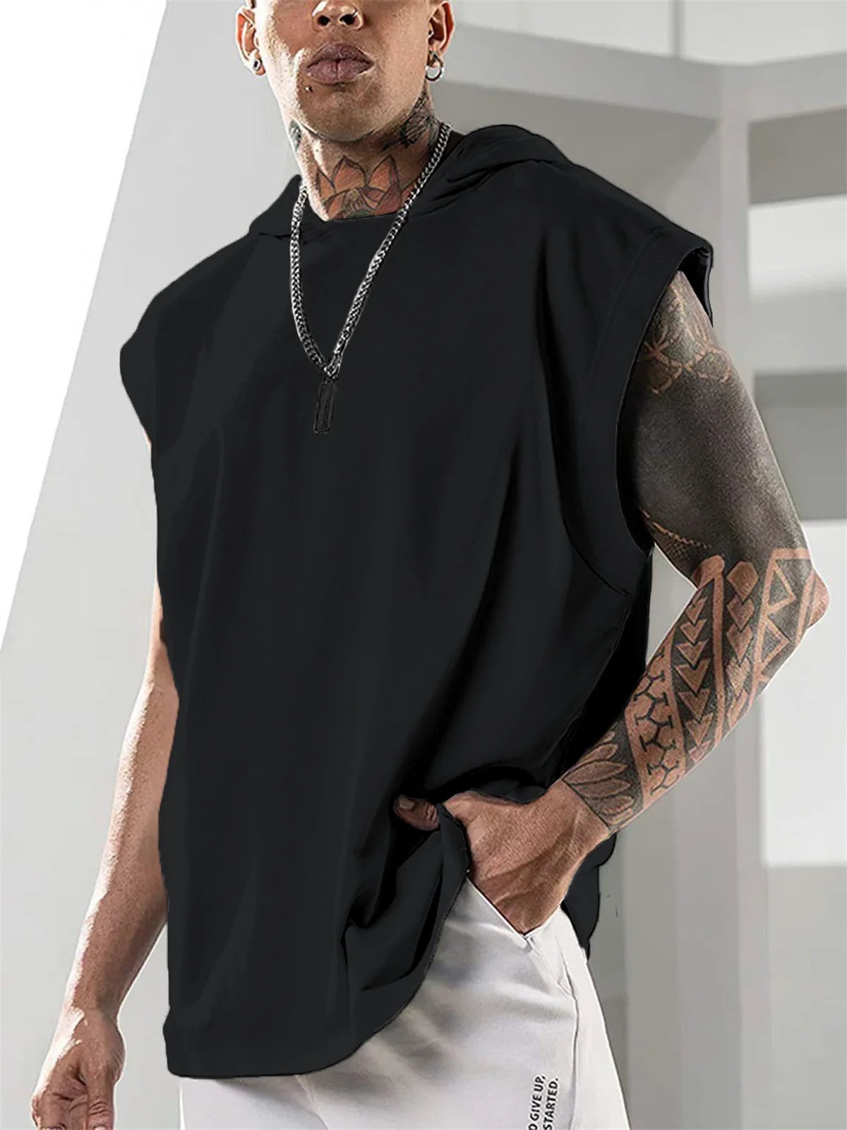 Men's fashion sleeveless hoodie