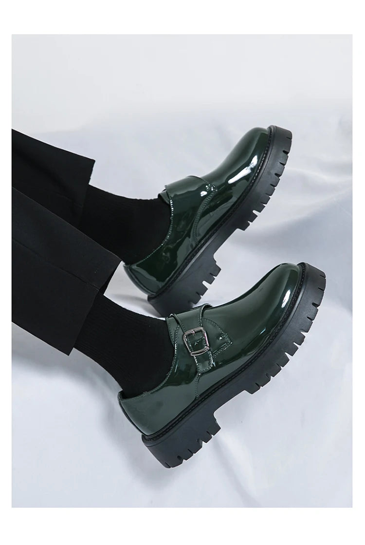 Patent Leather Mens Dress Shoes Luxury Brand Handmade Business Office Fashion Wedding Oxfords Platform Shoes