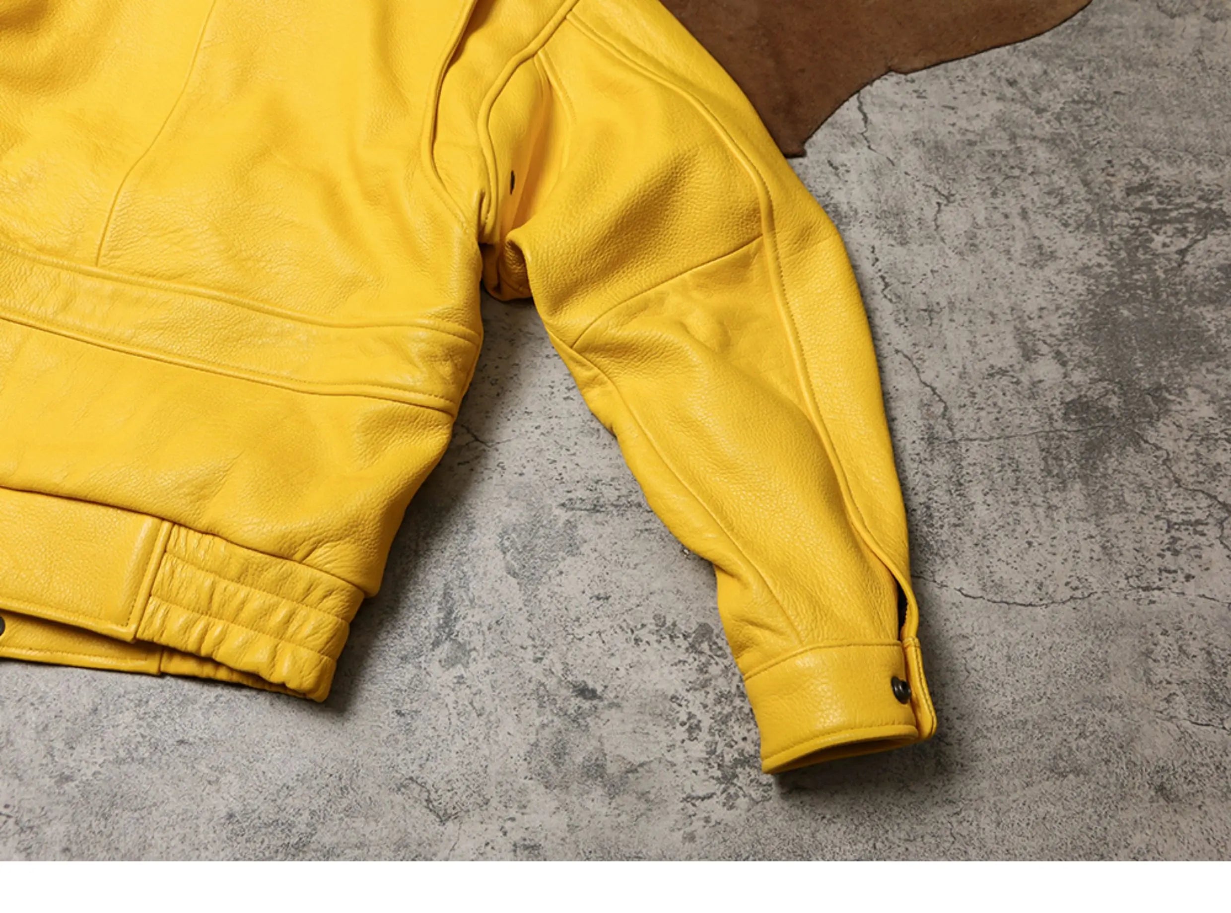Spring Autumn Mauroicardi Cool Handsome Short Yellow Soft Pu Leather Jacket Men