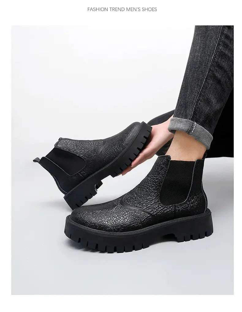 Chelsea boots, genuine leather, big toe thick sole, midsole, men's chimney boots, leather boots