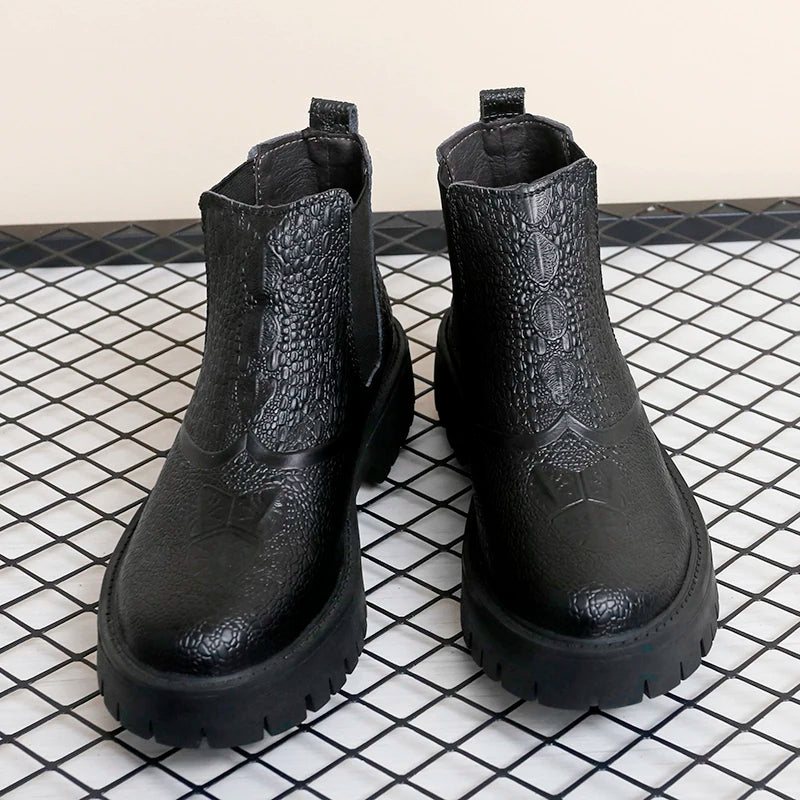 Chelsea boots, genuine leather, big toe thick sole, midsole, men's chimney boots, leather boots