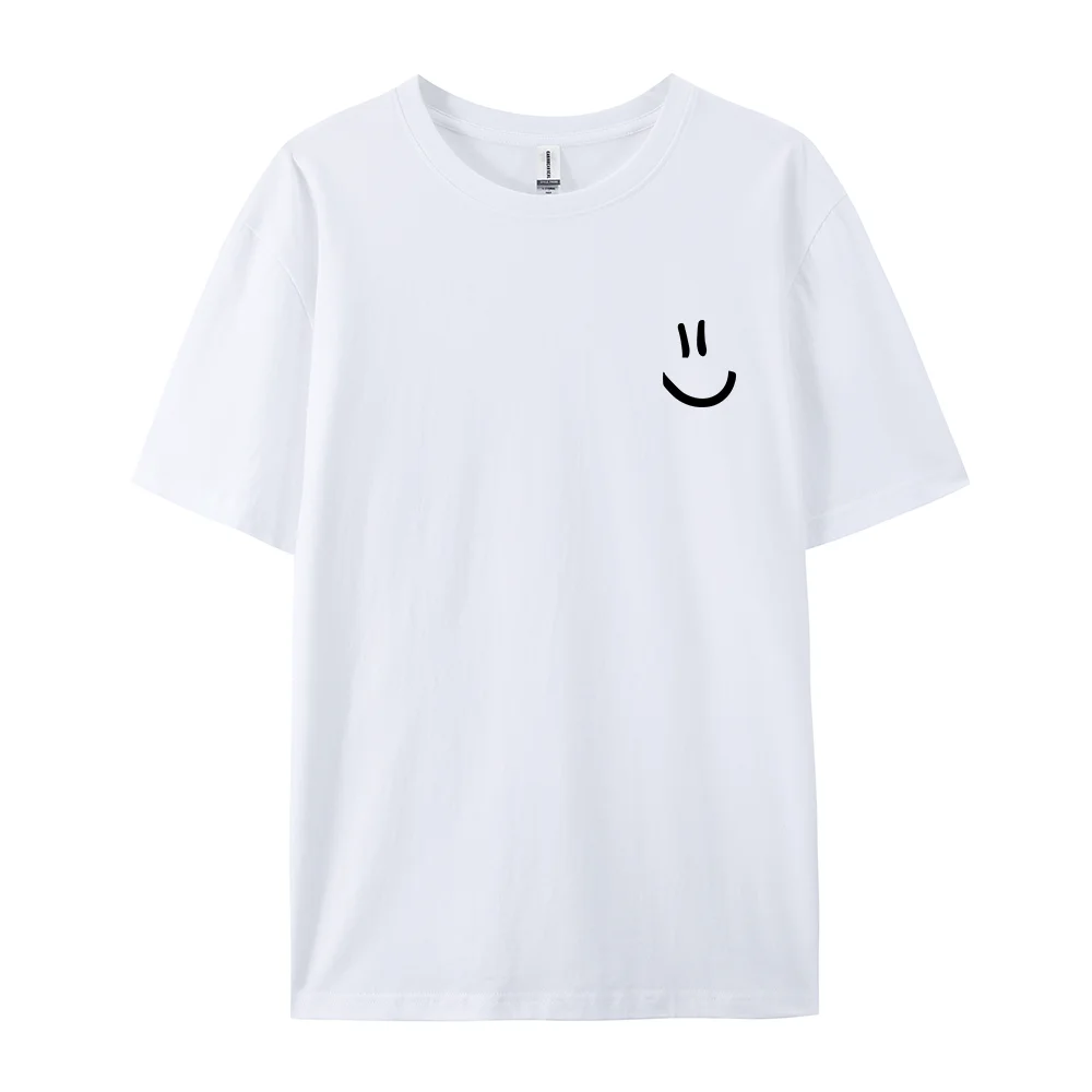 Minimalist Smile Face Style Graphic Print T Shirt