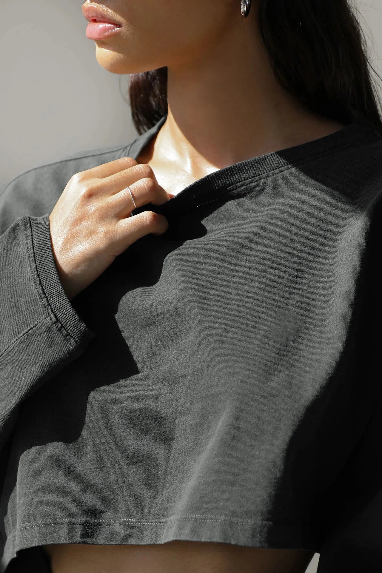 Women's Loose Long Sleeve Pullover Casual Workout Sexy Female Crop Sweatshirt