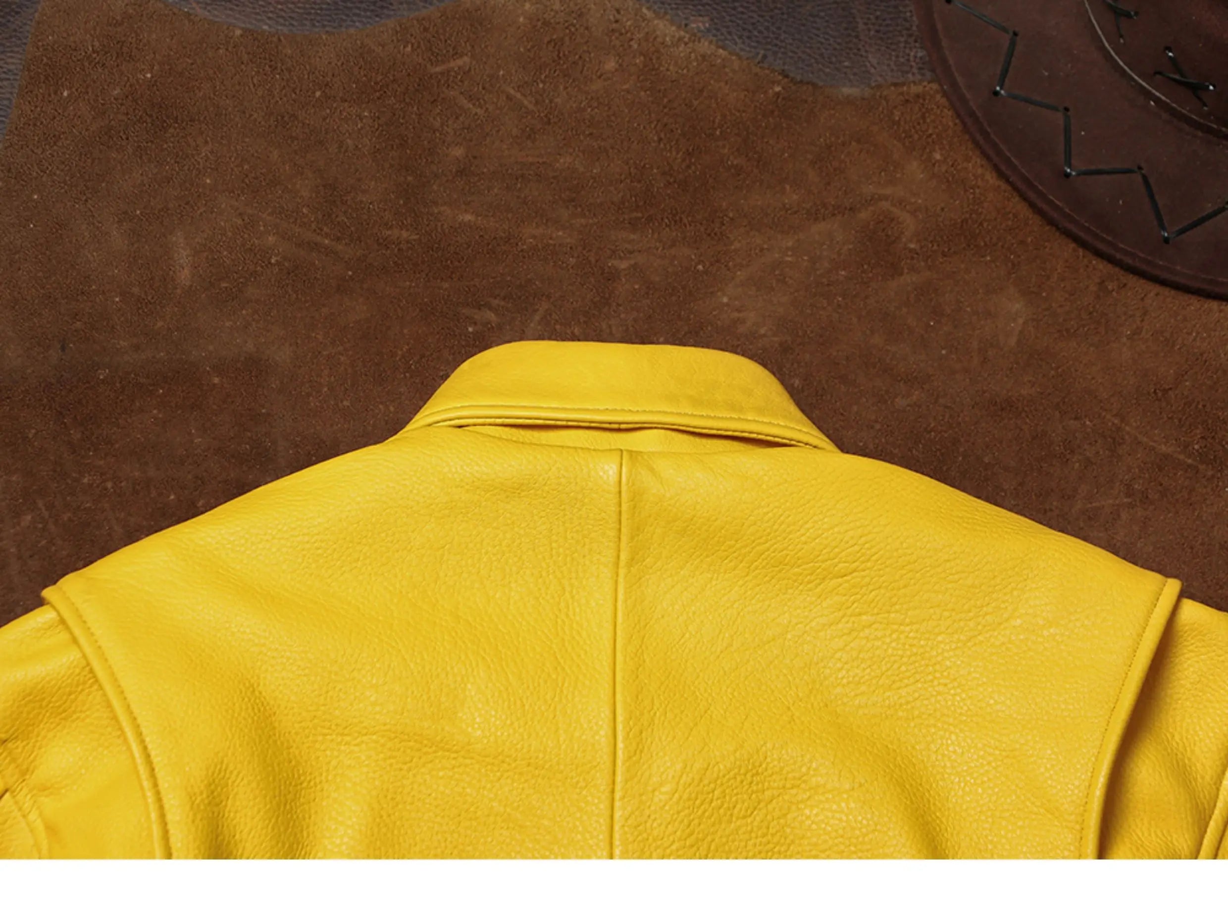 Spring Autumn Mauroicardi Cool Handsome Short Yellow Soft Pu Leather Jacket Men
