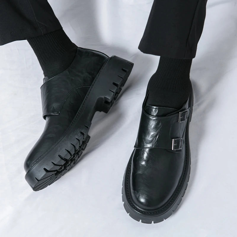 Leather Shoes Designer Casual Business Dress Oxfords Platform Loafers Slip-on Moccasins Thick Sole Wedding Shoes