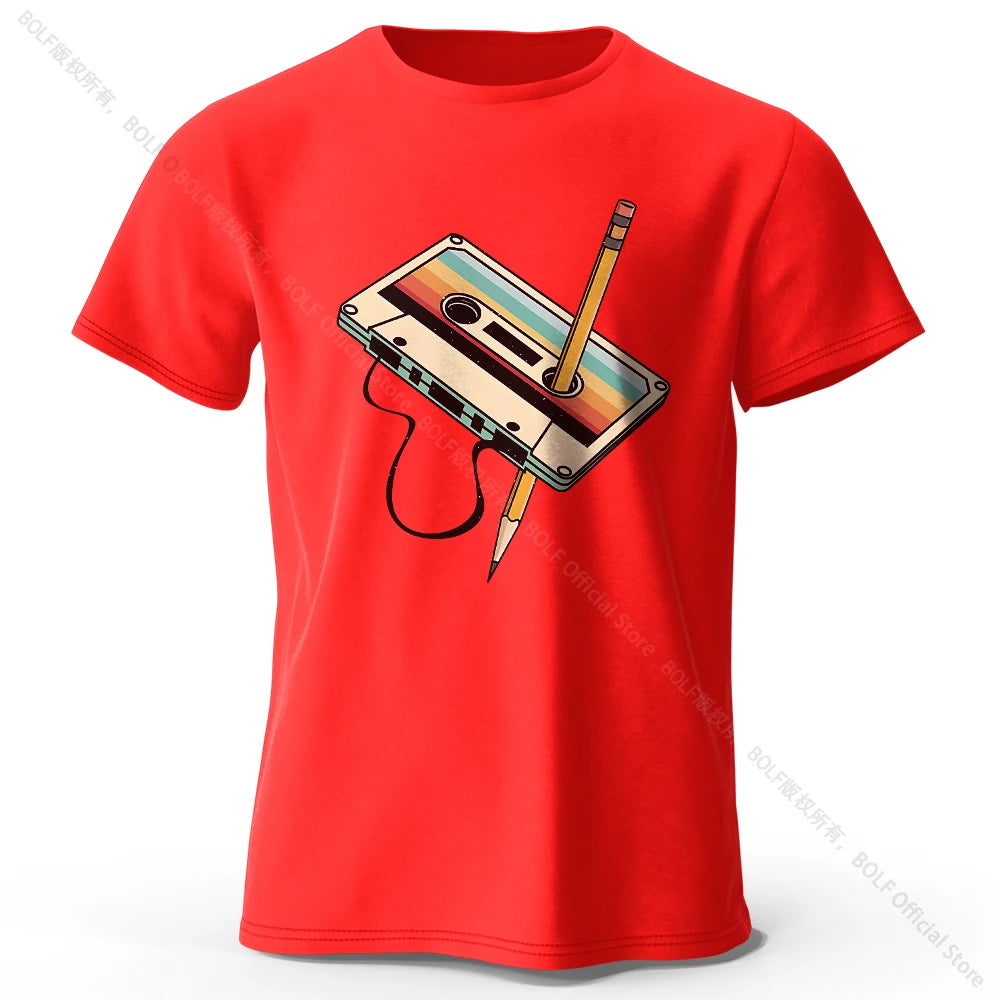 Men's Summer Essential 100% Cotton Printed Tape T-Shirt