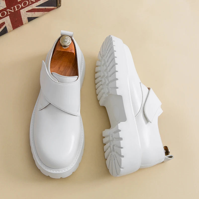 Men's Thick Bottom Oxford Shoes Casual Leather Shoes Fashion Business Formal Dress Footwear