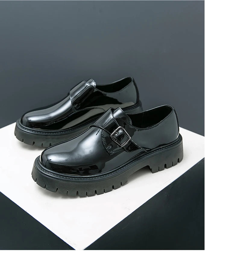 Patent Leather Mens Dress Shoes Luxury Brand Handmade Business Office Fashion Wedding Oxfords Platform Shoes