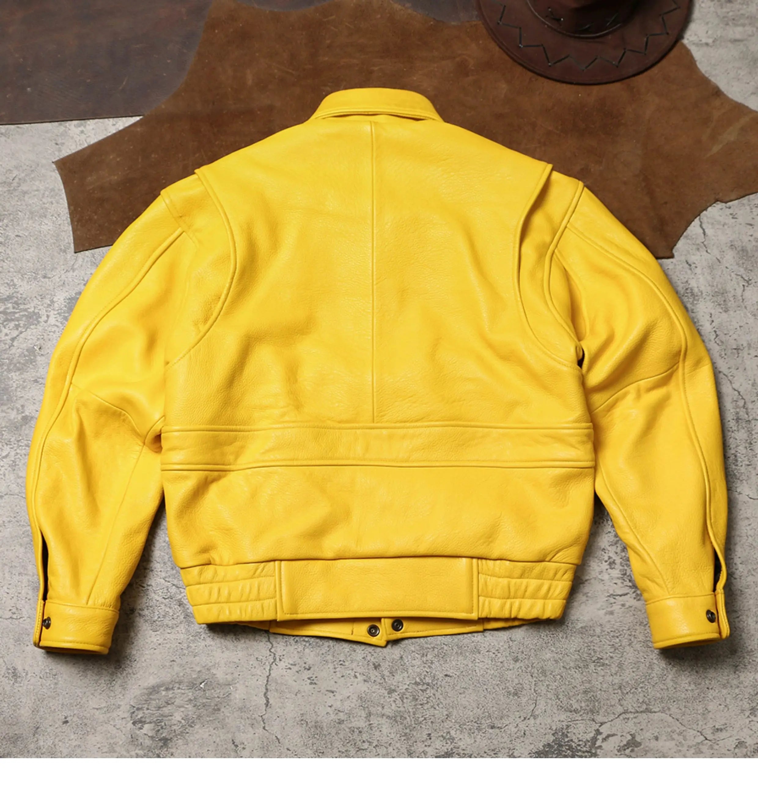 Spring Autumn Mauroicardi Cool Handsome Short Yellow Soft Pu Leather Jacket Men