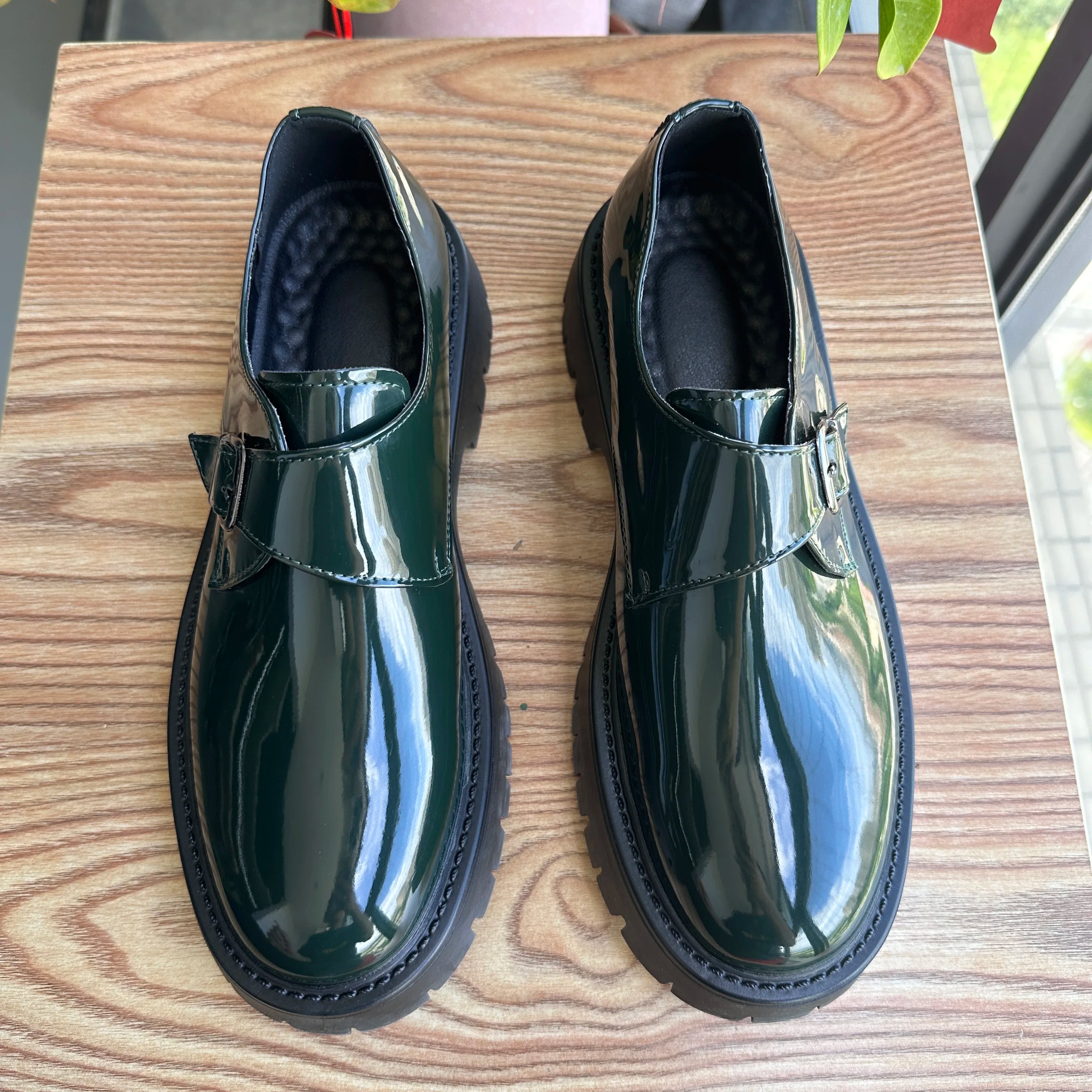 Patent Leather Mens Dress Shoes Luxury Brand Handmade Business Office Fashion Wedding Oxfords Platform Shoes