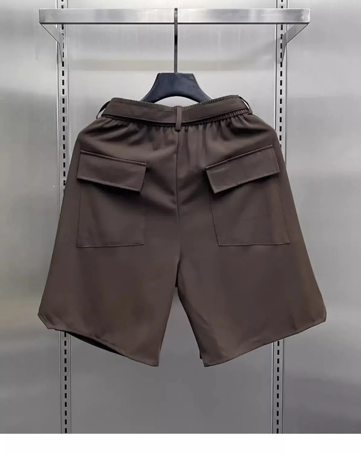 Men's Summer Pure Color Coffee Drawstring Casual Ice Silk Shorts