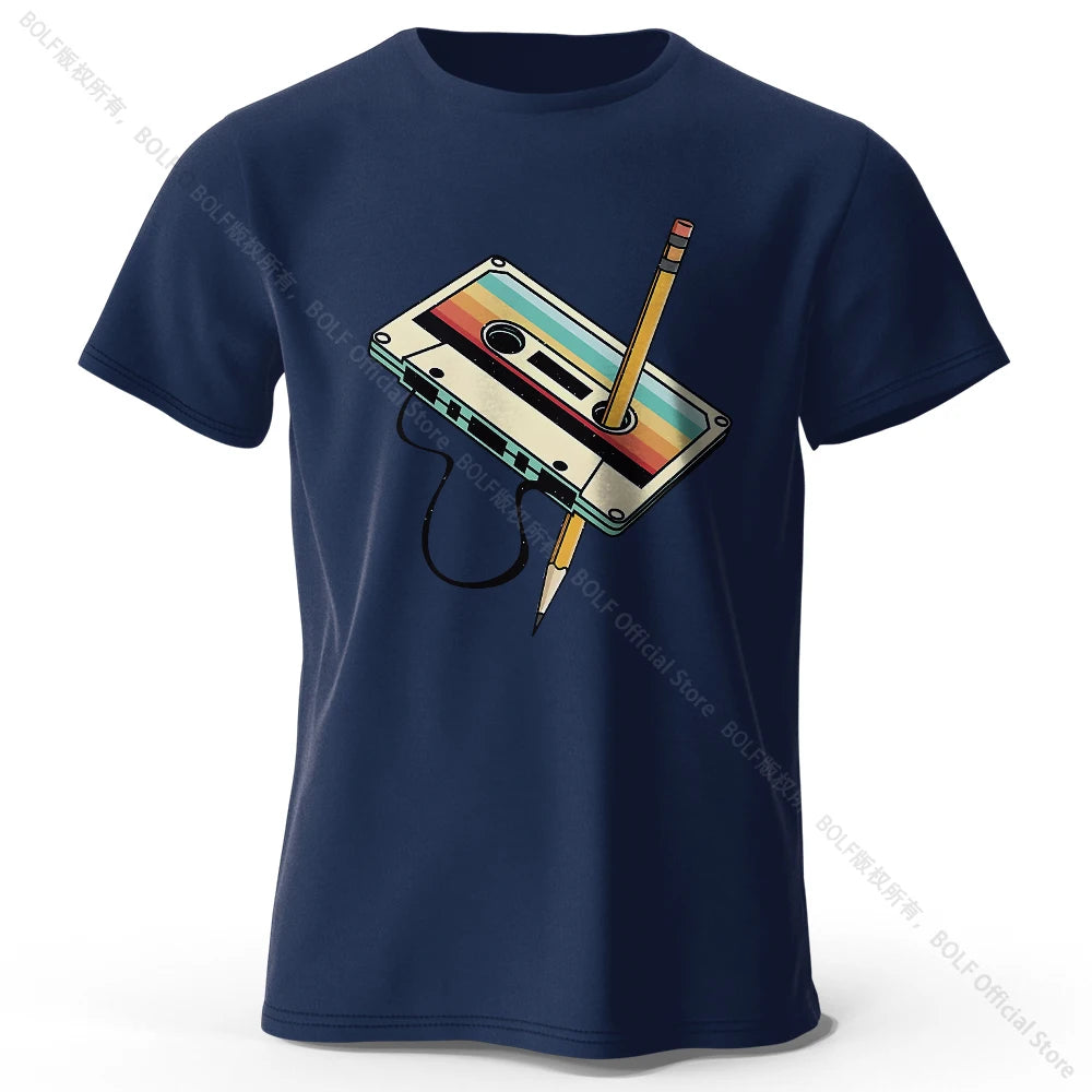 Men's Summer Essential 100% Cotton Printed Tape T-Shirt