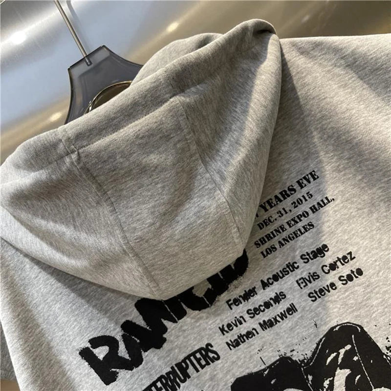 Fashion Printed Letter Sleeveless Zipper Hooded Sweatshirts