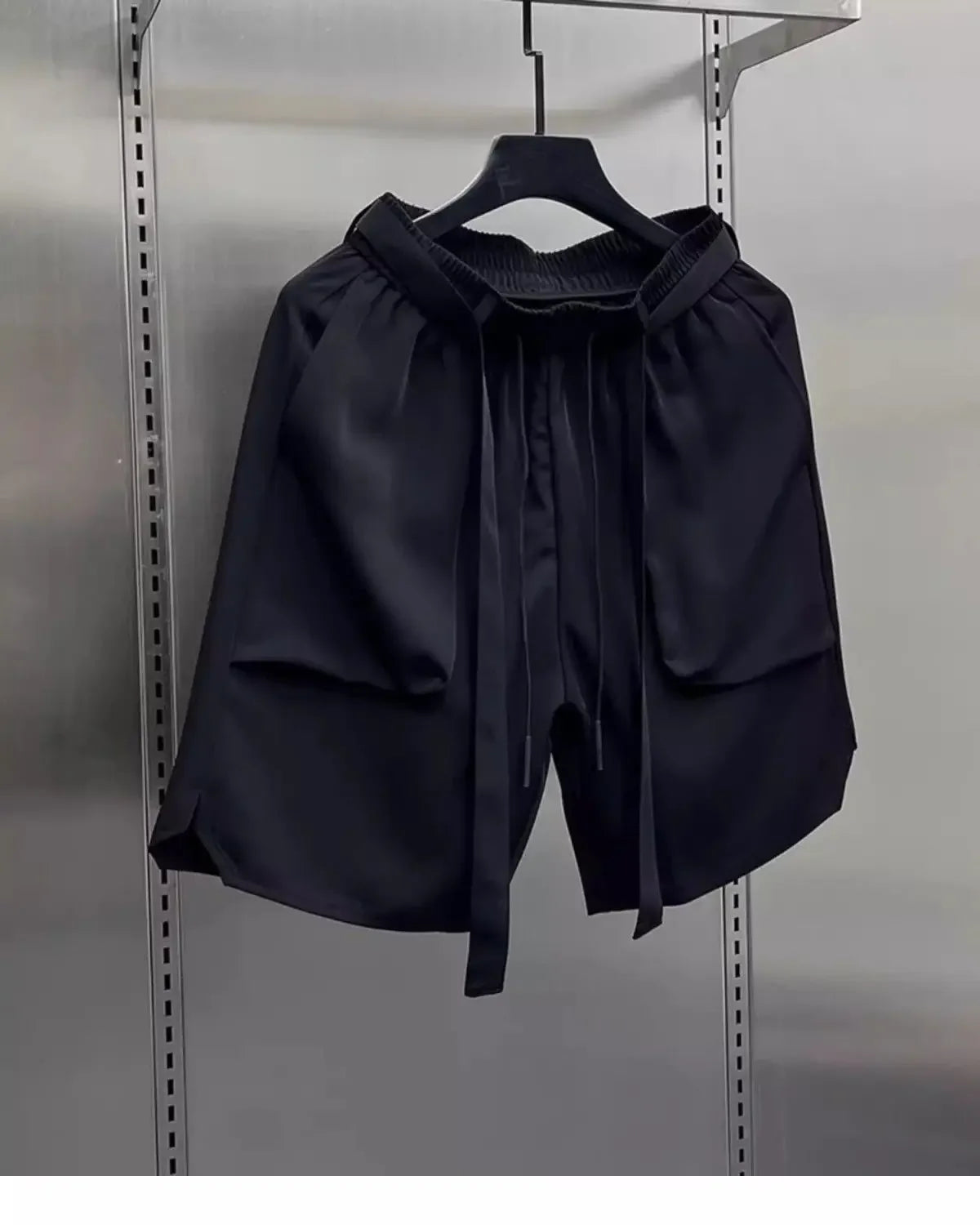 Men's Summer Pure Color Coffee Drawstring Casual Ice Silk Shorts