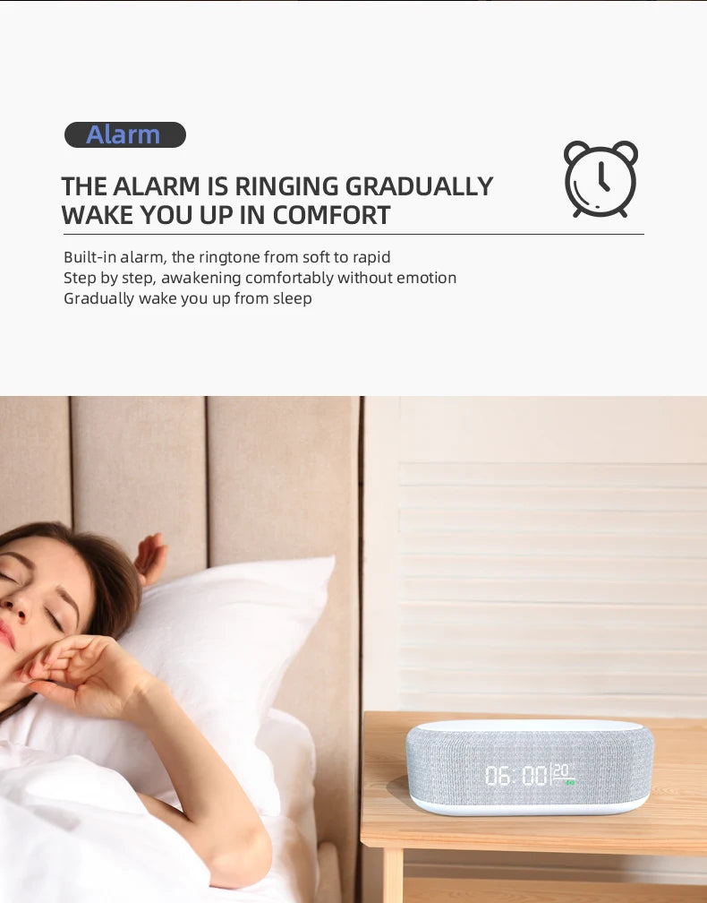 Wireless Charger Alarm Clock Time LED Light Thermometer