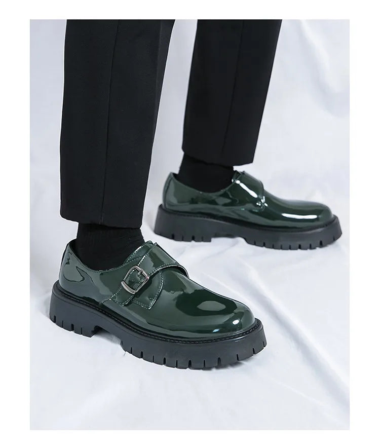 Patent Leather Mens Dress Shoes Luxury Brand Handmade Business Office Fashion Wedding Oxfords Platform Shoes