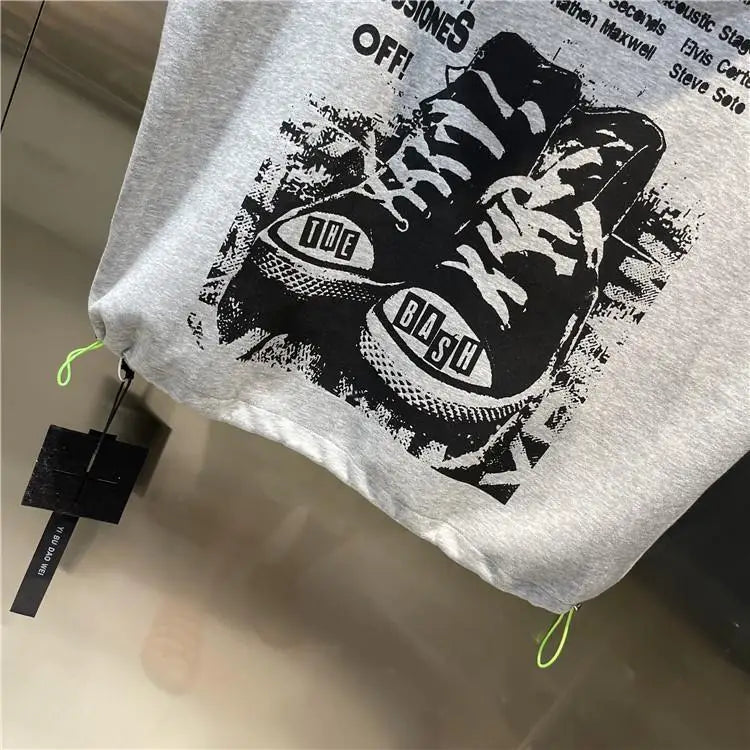 Fashion Printed Letter Sleeveless Zipper Hooded Sweatshirts