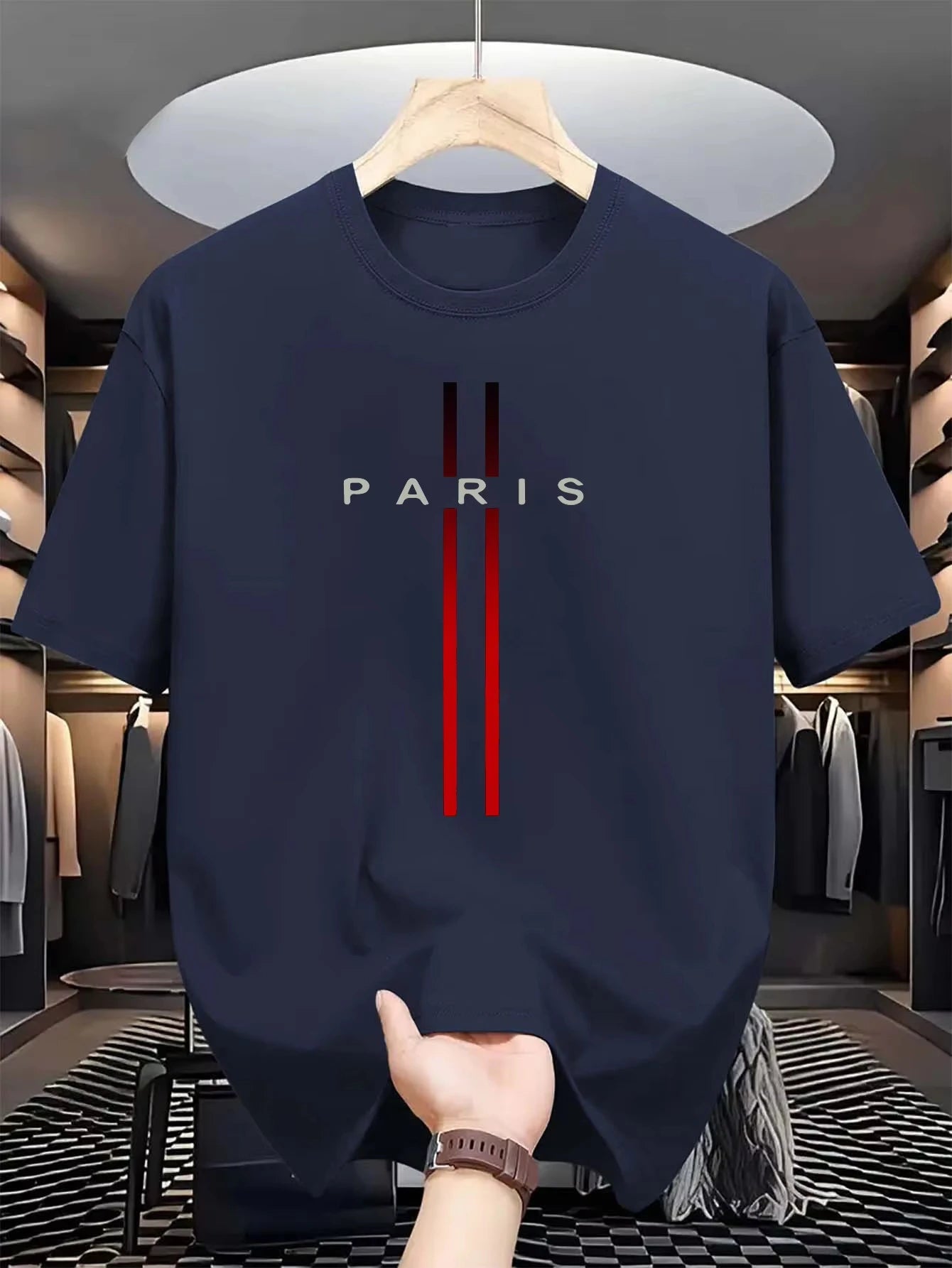 Men's Pure Cotton Summer Casual Fashion Paris Letter Printed