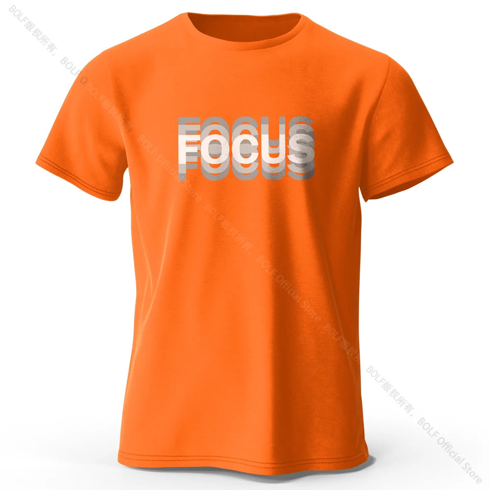 Focus Letter Minimalist Style 100% Cotton Short Sleeve T-Shirt