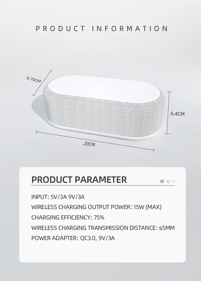 Wireless Charger Alarm Clock Time LED Light Thermometer