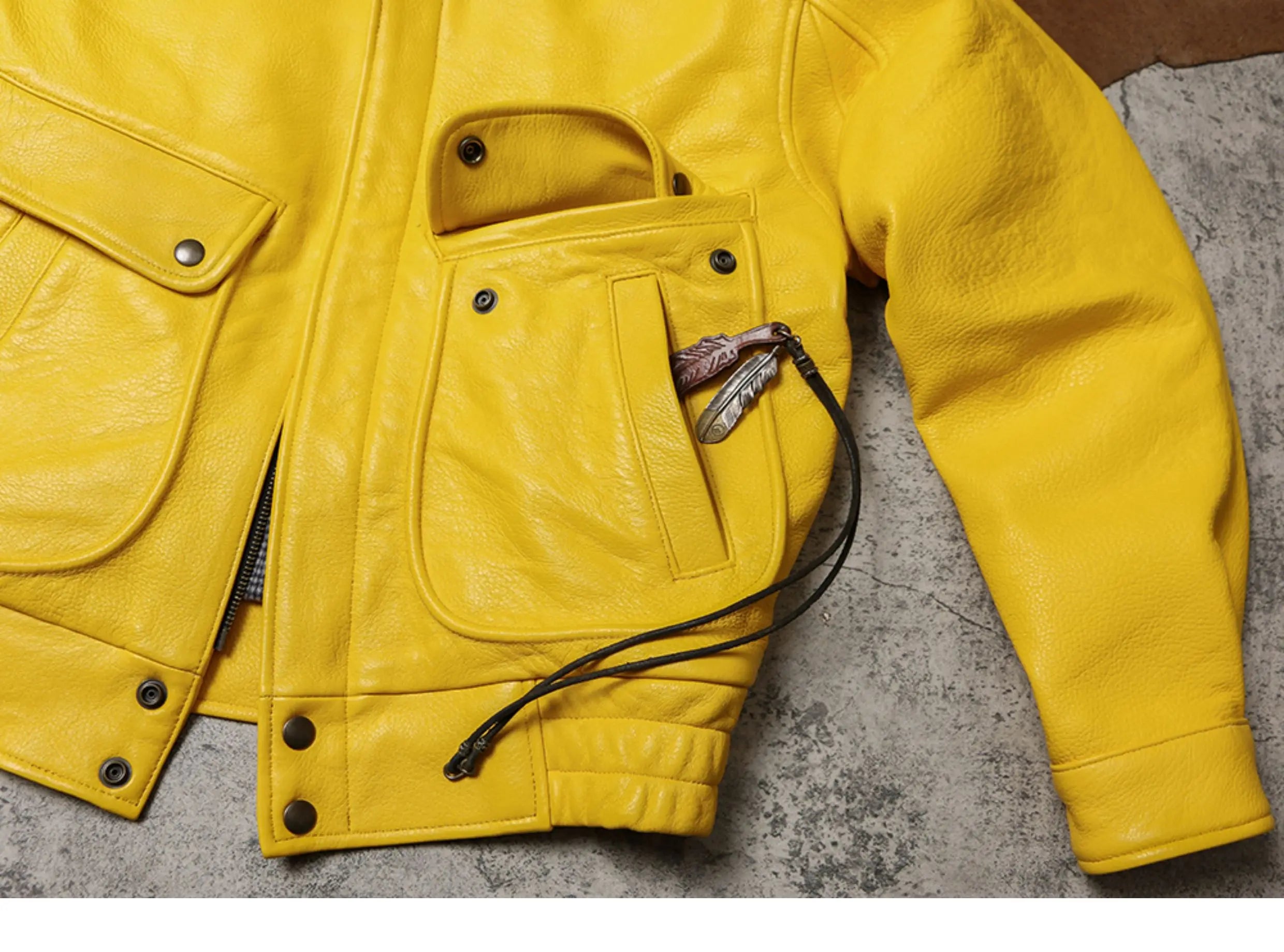 Spring Autumn Mauroicardi Cool Handsome Short Yellow Soft Pu Leather Jacket Men