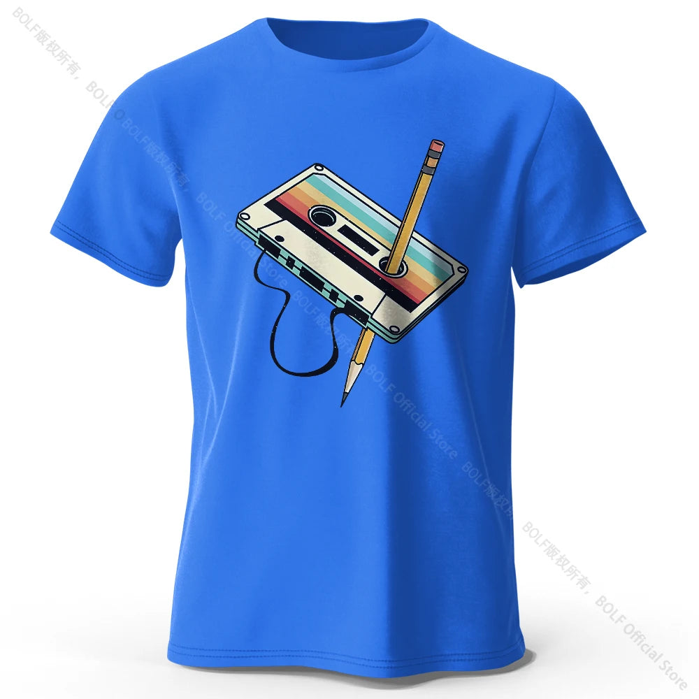 Men's Summer Essential 100% Cotton Printed Tape T-Shirt