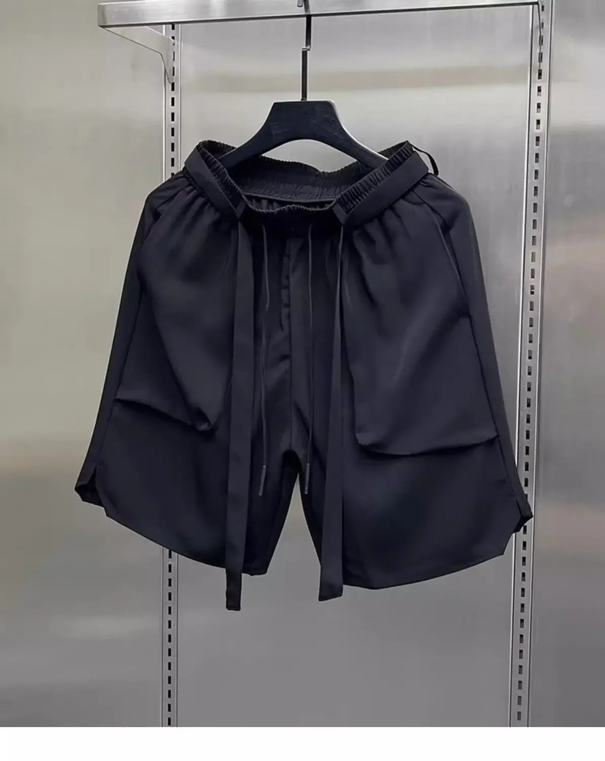 Men's Summer Pure Color Coffee Drawstring Casual Ice Silk Shorts