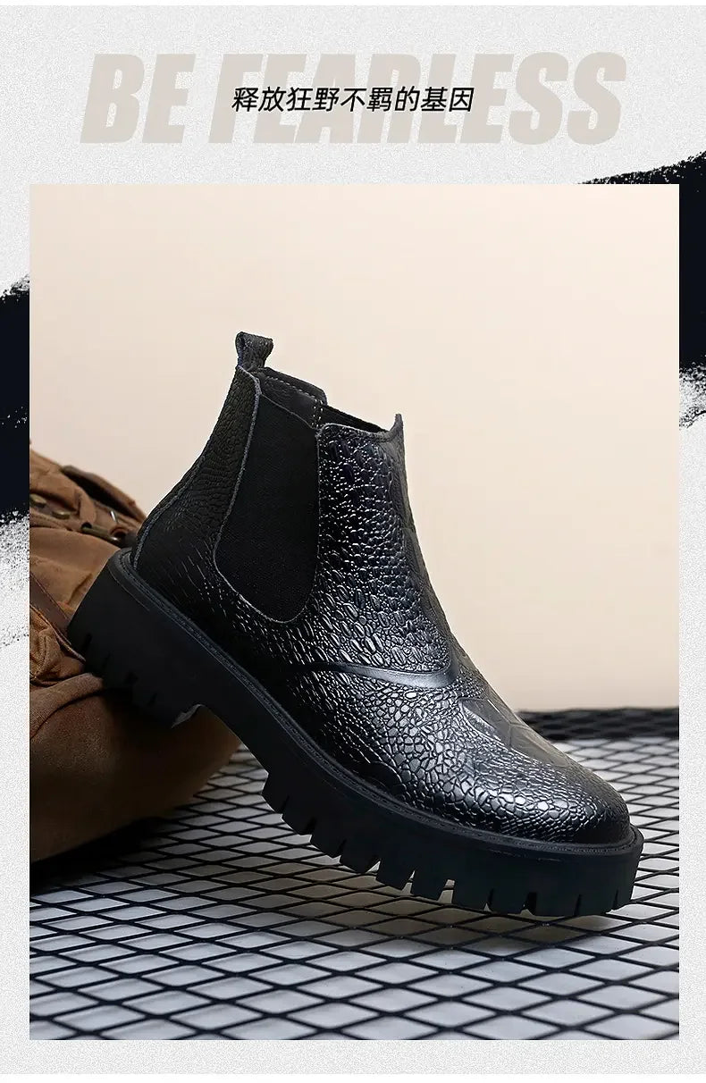 Chelsea boots, genuine leather, big toe thick sole, midsole, men's chimney boots, leather boots
