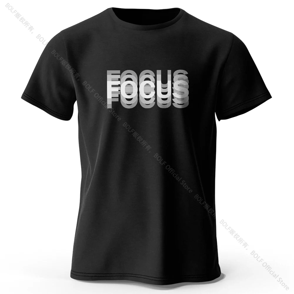 Focus Letter Minimalist Style 100% Cotton Short Sleeve T-Shirt