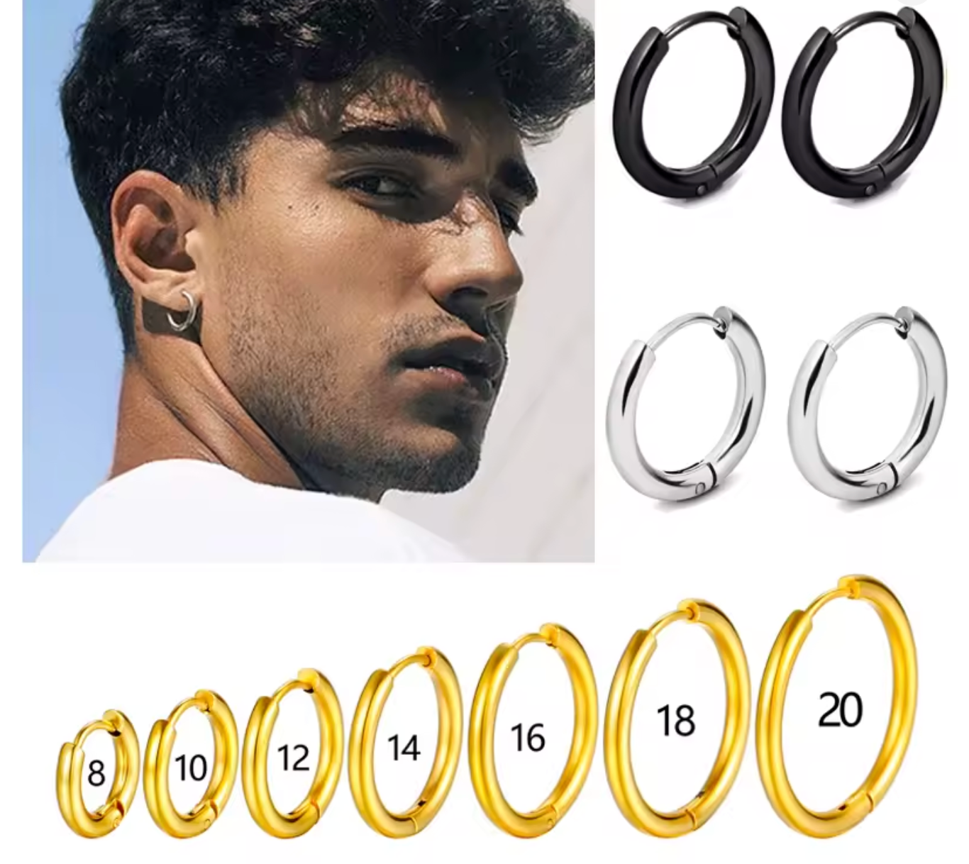 Unisex Stainless Steel Hoop Earrings