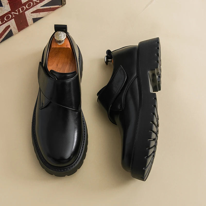 Men's Thick Bottom Oxford Shoes Casual Leather Shoes Fashion Business Formal Dress Footwear
