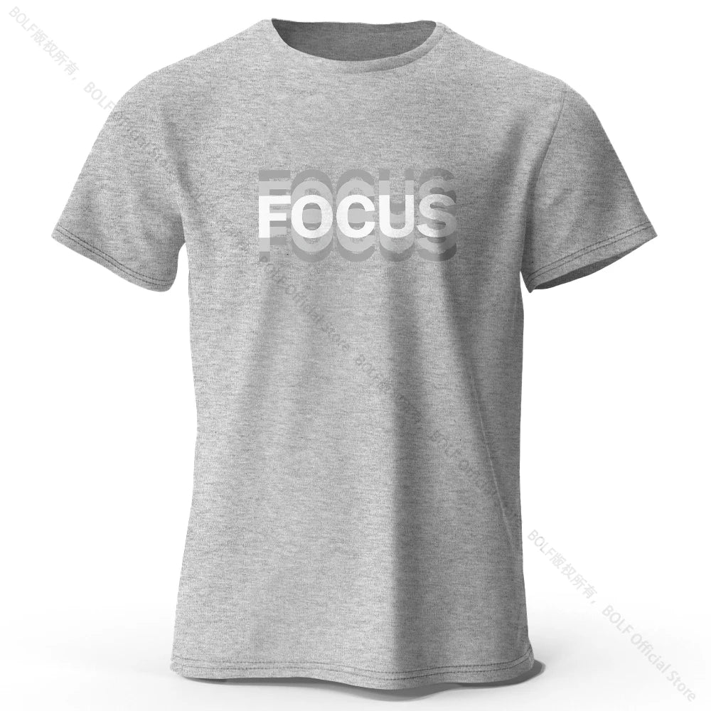 Focus Letter Minimalist Style 100% Cotton Short Sleeve T-Shirt