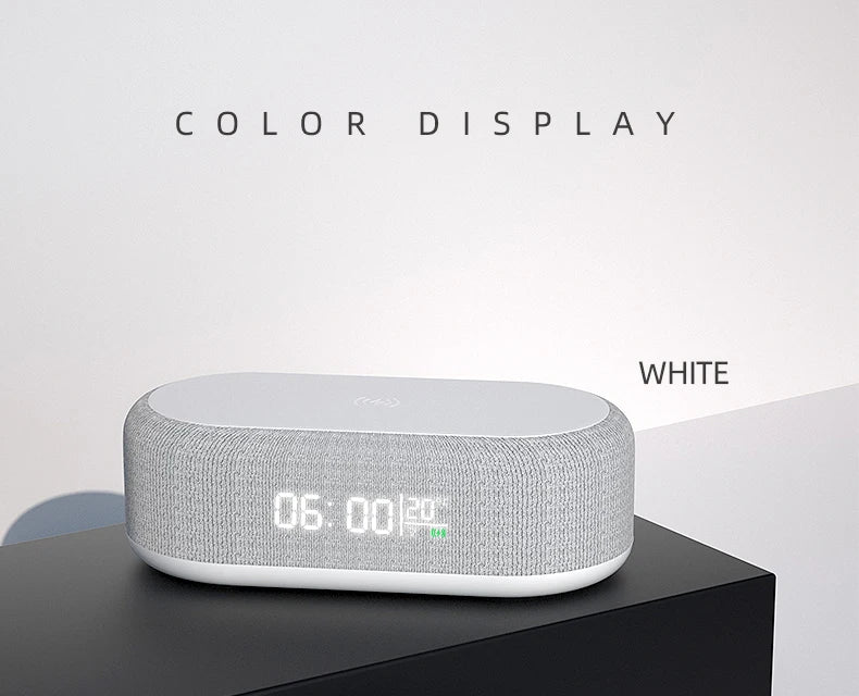 Wireless Charger Alarm Clock Time LED Light Thermometer