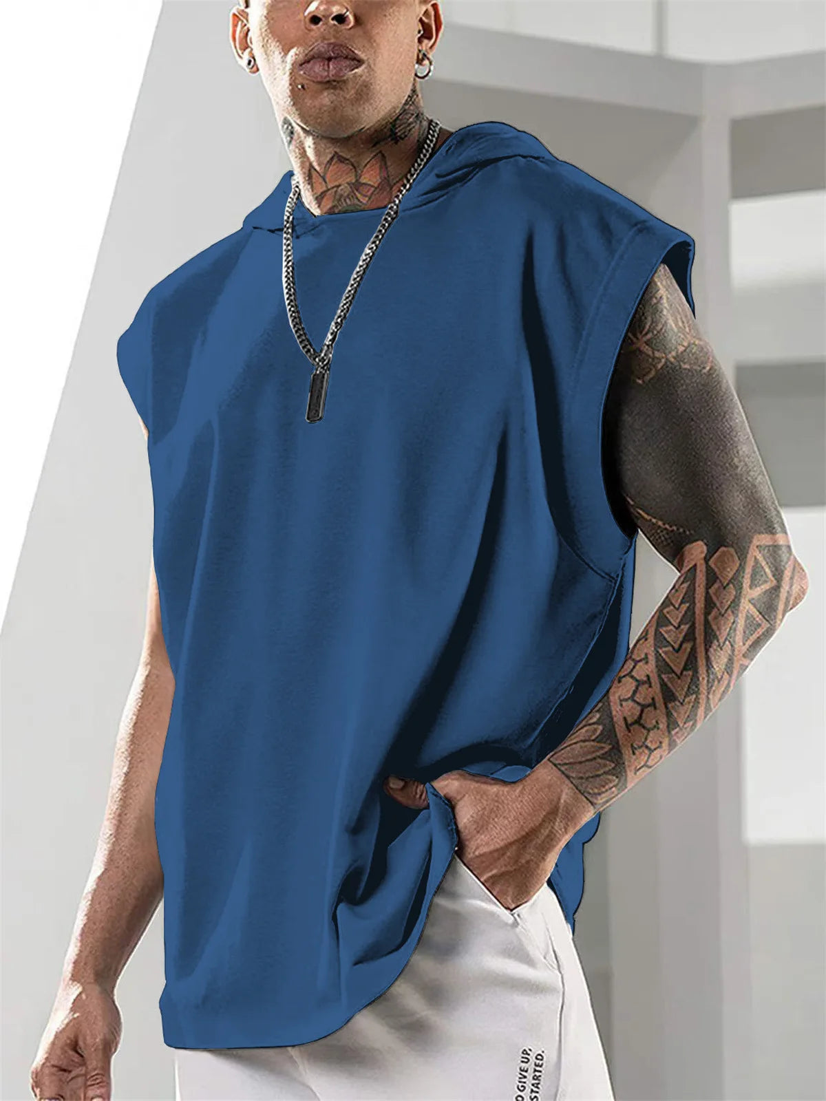 Men's fashion sleeveless hoodie
