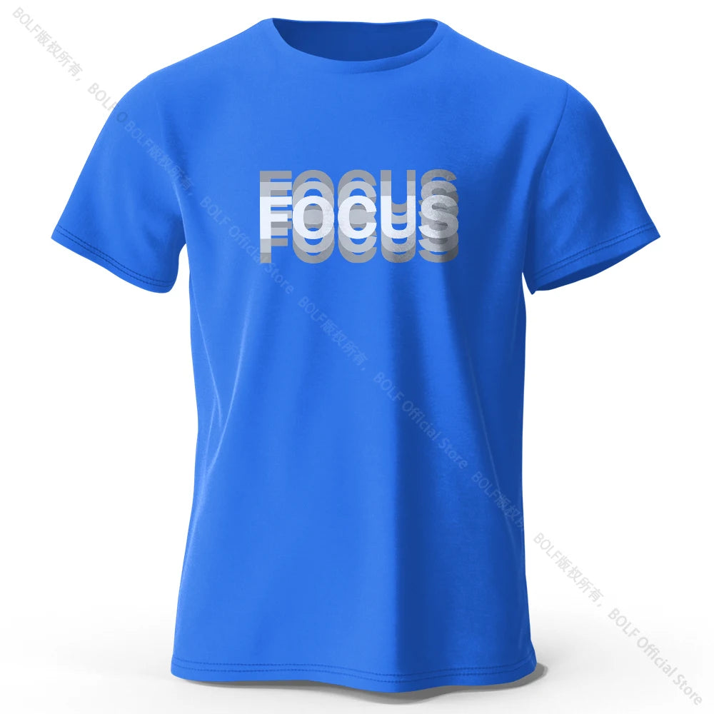 Focus Letter Minimalist Style 100% Cotton Short Sleeve T-Shirt