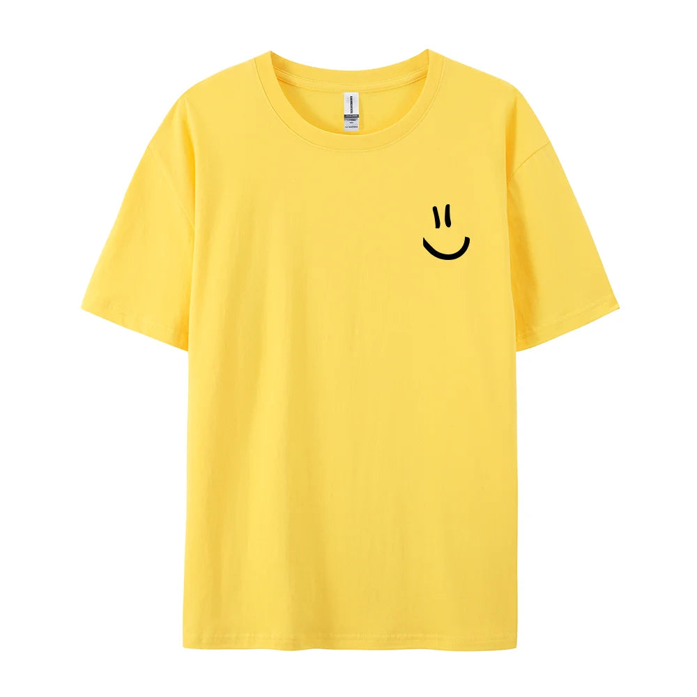 Minimalist Smile Face Style Graphic Print T Shirt