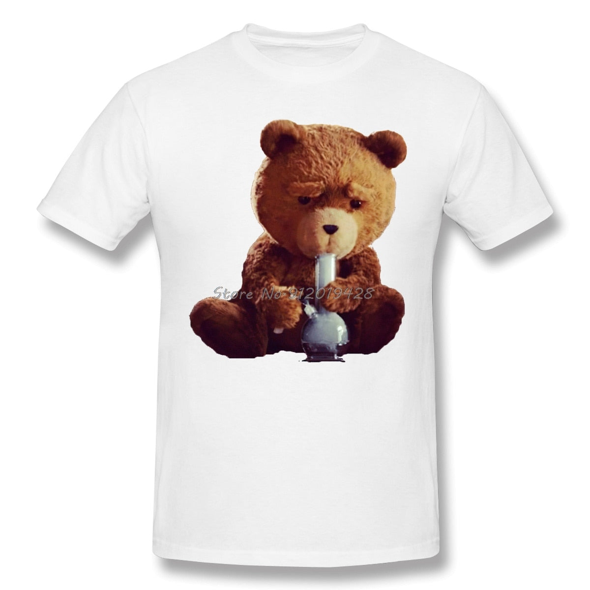 Teddy Bear Smoking Bong Funny Graphic T-Shirt