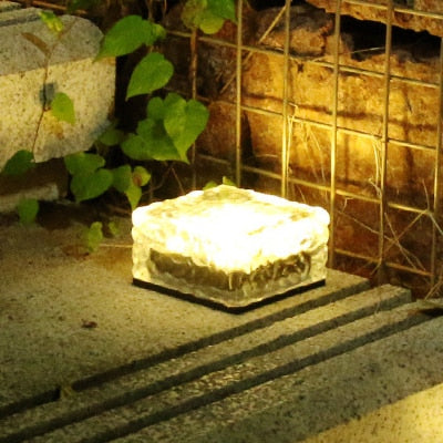 Solar Brick Ice Cube Light Waterproof LED Outdoor Path Decoration