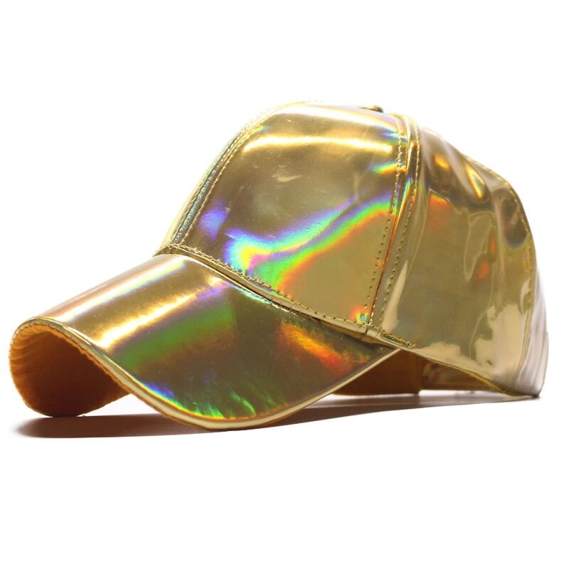 Unisex Patent-Leather Baseball Cap Iridescent Waterproof Hat