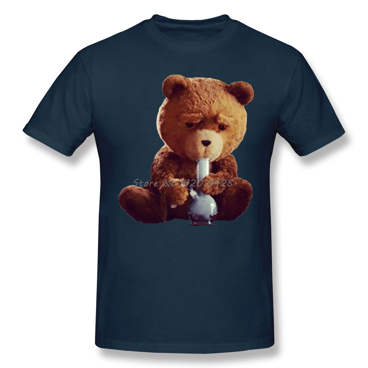 Teddy Bear Smoking Bong Funny Graphic T-Shirt