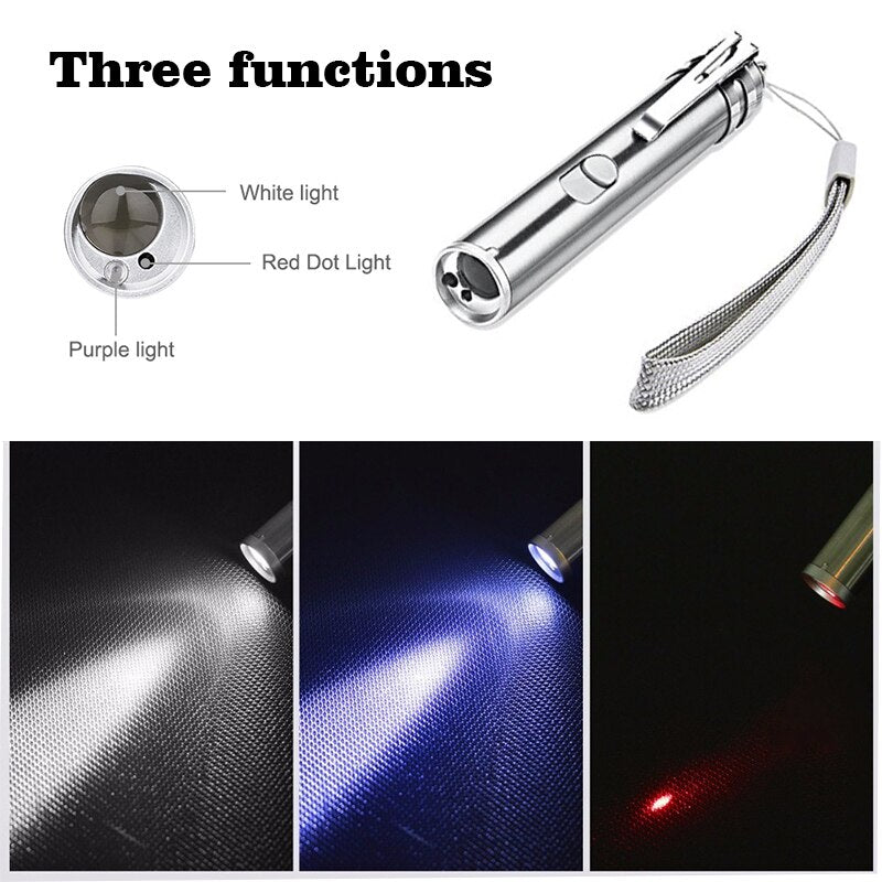 Mini UV LED Flashlight Pen Laser Light USB