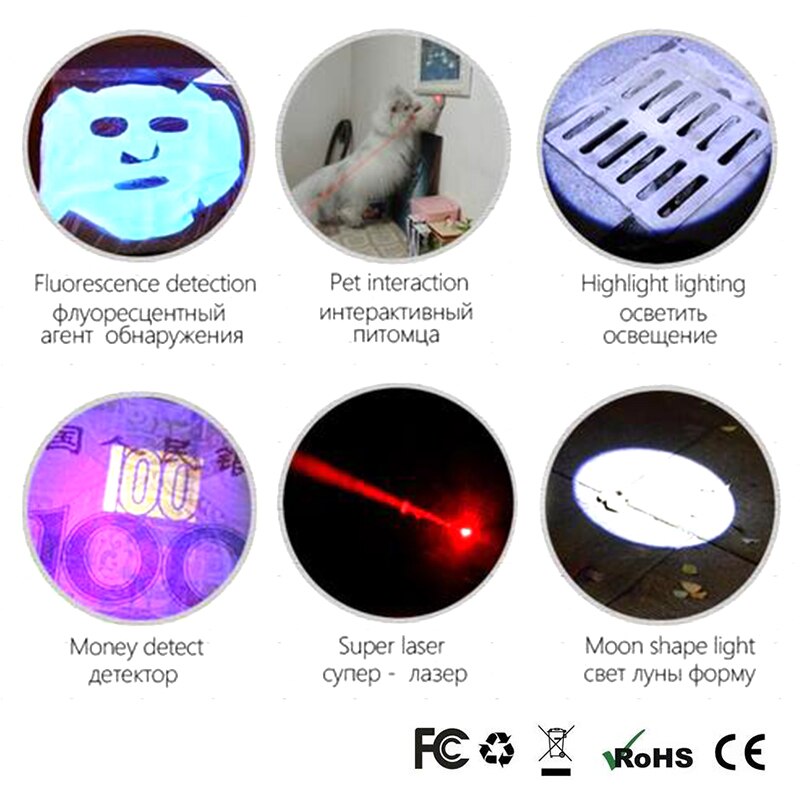 Mini UV LED Flashlight Pen Laser Light USB