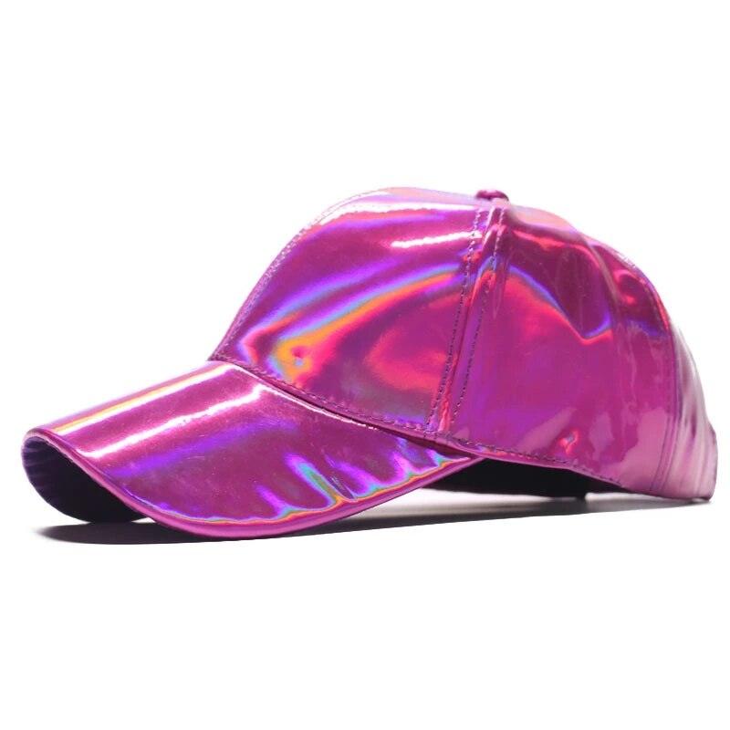 Unisex Patent-Leather Baseball Cap Iridescent Waterproof Hat