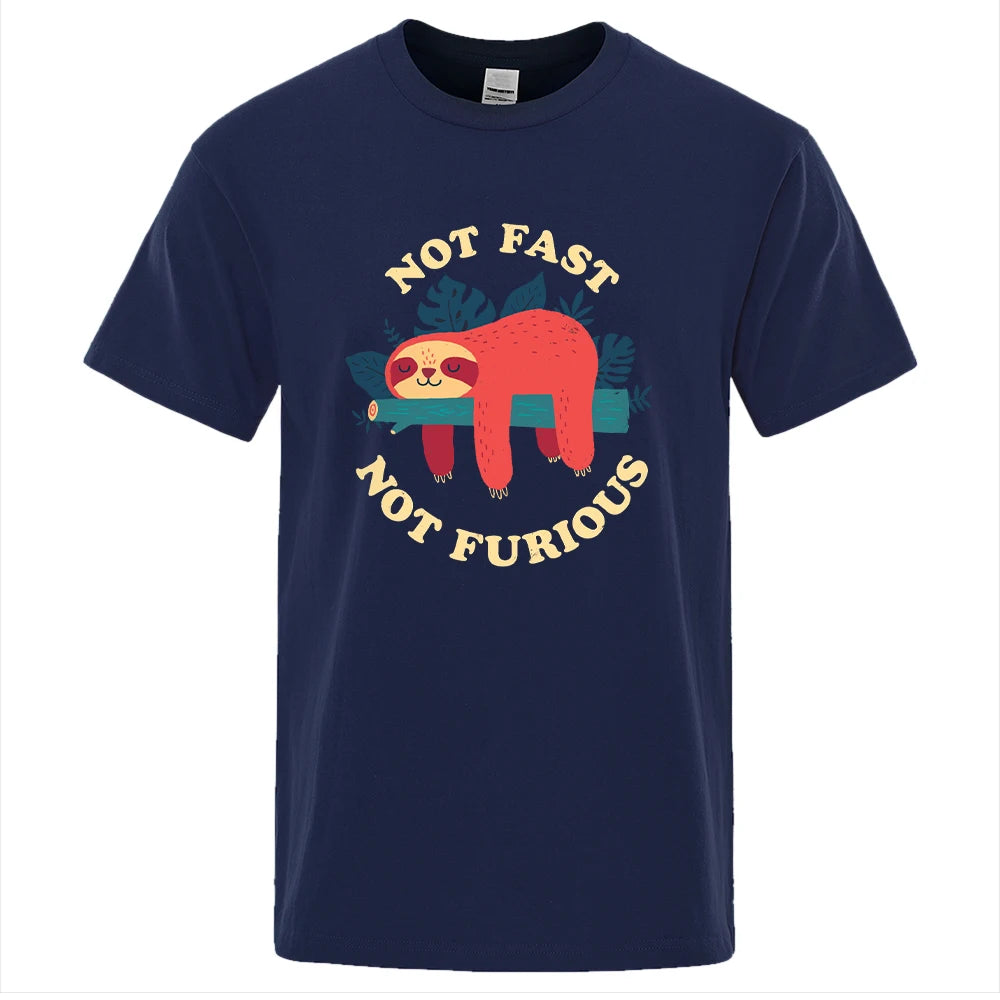 Not Fast Not Furious Sloth Cute Print Unisex Breathable Cotton Tops Street Fashion Casual Summer T Shirts