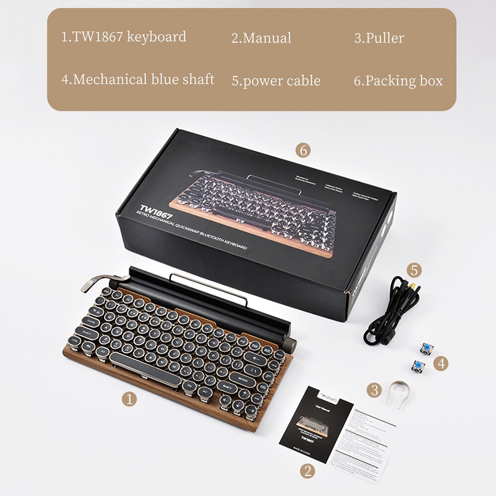 Bluetooth Wireless Typewriter Keyboard