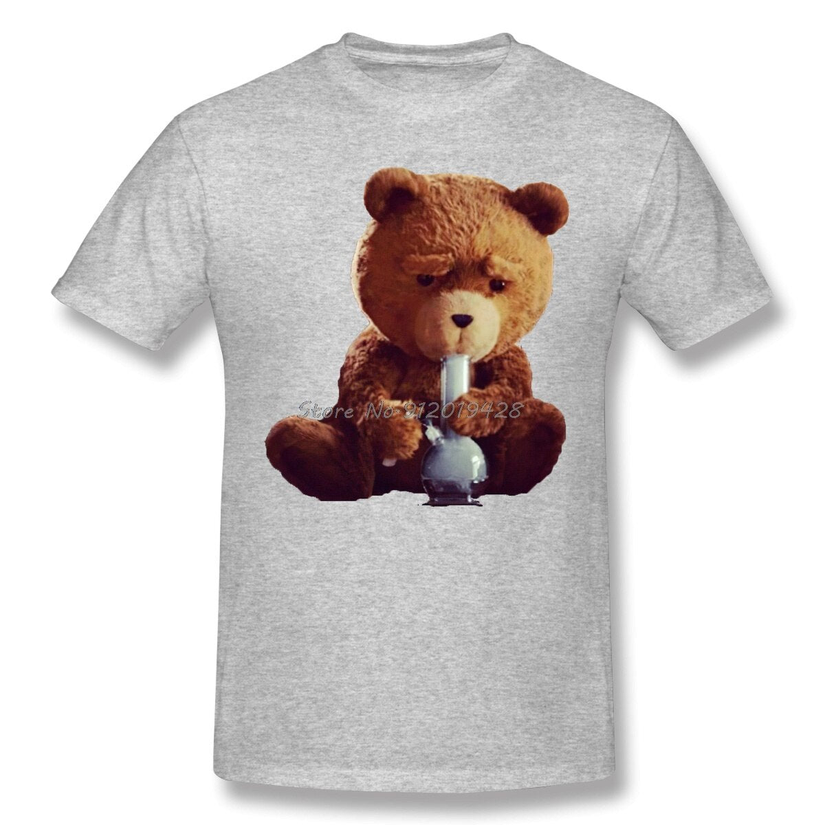 Teddy Bear Smoking Bong Funny Graphic T-Shirt