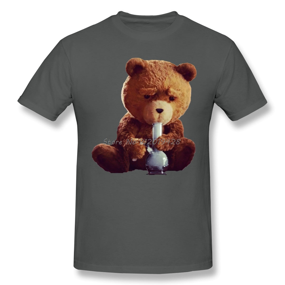 Teddy Bear Smoking Bong Funny Graphic T-Shirt