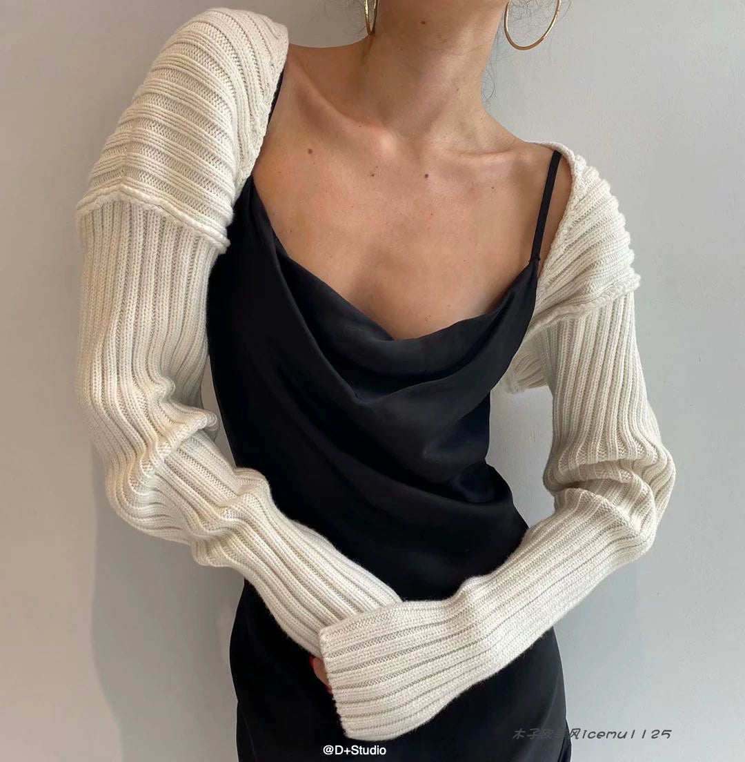 Bolero Knitted Cardigan Short Sweater Over Shoulder